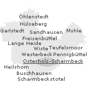 Lage einiger Orte im Stadtgebiet von Osterholz-Scharmbeck