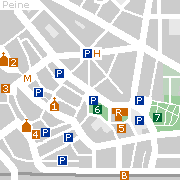 Peine, Plan der Sehenwürdigkeiten in der Innenstadt