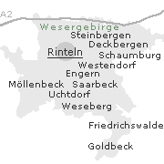Lage einiger Orte im Stadtgebiet von Rinteln