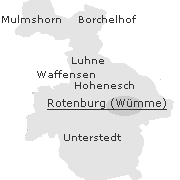 Lage einiger Orte im Stadtgebiet von Rotenburg (Wümme)
