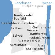 Lage einiger Orte im Stadtgebiet von Stadland