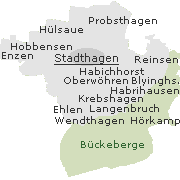 Lage einiger Orte im Stadtgebiet von Stadthagen