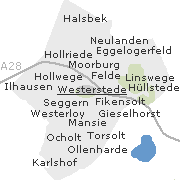 Lage wichtiger Ortsteile in Stadtgebiet von Westerstede