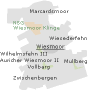 Lage einiger Ortsteile von Wiesmoor