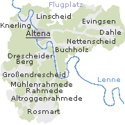Lage einiger Orte im Stadtgebiet von Altena