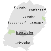 Lage einiger Orte im Stadtgebiet von Baesweiler