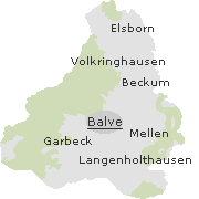 Lage einige Orte im Stadtgebiet von Balve