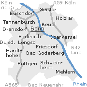 Bonn, Stadtplan der Sehenswürdigkeiten in der Innenstadt