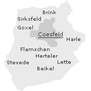 Lage von Stadtteilen im Stadtgebiet von Coesfeld