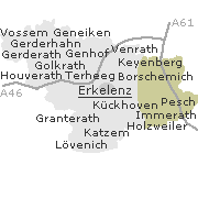 Lage einiger Orte im Stadtgebiet von Erkelenz
