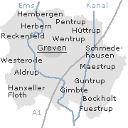 Lage weiterer Orte im Stadtgebiet von Greven