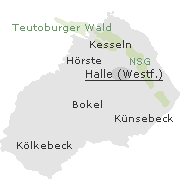 Lage einiger Orte im Stadtgebiet von Halle (Westf.)