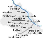 Lage einiger Orte im Stadtgebiet von Heinsberg