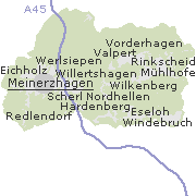 Lage einige Orte im Stadtgebiet von Meinerzhagen