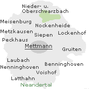 Stadtgebiet mit Stadtteilen von Mettmann