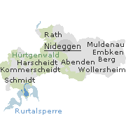 Lage einiger Orte im Stadtgebiet von Nideggen