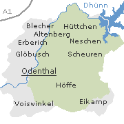 Lage einiger Orte im Gemeindegebiet Odenthal