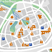 Paderborn, Stadtplan der Sehenswürdigkeiten in der Altstadt