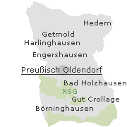 Lage einiger Orte im Stadtgebiet von Preußisch Oldendorf