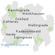 Lage einiger Orte im Stadtgebiet von Radevormwald