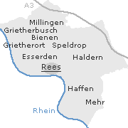 Lage einiger Orte im Stadtgebiet von Rees