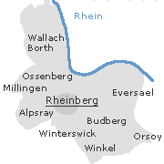 Lage einiger Orte im Stadtgebiet von Rheinberg