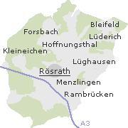Lage einiger Orte im Stadtgebiet von Rösrath