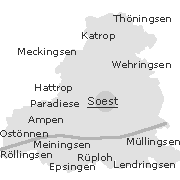 Lage einiger Orte im Stadtgebiet von Soest