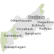 Lage einiger Stadtteile im Stadtgebie von Steinheim