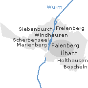 Lage einiger Orte im Stadtgebiet von Übach-Palenberg