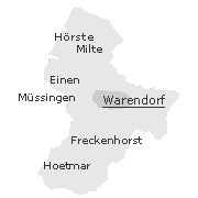 Lage einiger Orte im Stadtgebiet von Warendorf