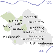 Lage einiger Orte im Stadtgebiet von Wegberg