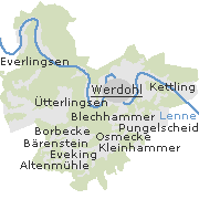 Lage einiger Orte im Stadtgebiet von Werdohl