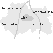 Lage einiger Orte im Stadtgebiet von Alzey