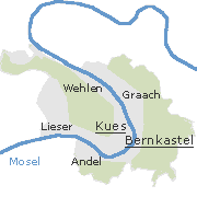 Lage einiger Orte im Stadtgebiet von Bernkastel-Kues
