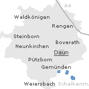 Lage einiger Orte im Stadtgebiet von Daun