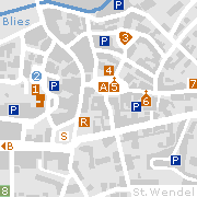 Sankt Wendel - Stadtplan mit einigen Sehenswürdigkeiten in der Innenstadt