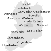 Lage einiger Orte im Stadtgebiet von Wadern