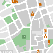 Dessau, Stadtplan der Sehenswürdigkeiten in der Innenstadt