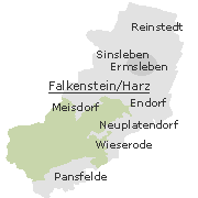Lage einiger Ortsteile von Falkenstein/Harz