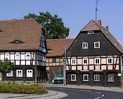 Umgebindehäuser in Hirschfelde in der sächsischen Lausitz