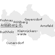 Lage einiger Ortsteile von  Annaberg-Buchholz