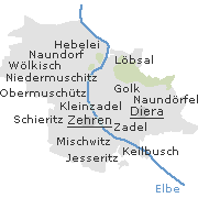 Lage einiger Ortsteile von Diera-Zehren
