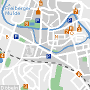 Döbeln - Stadtplan mit Sehenwürdigkeiten in der Innenstadt