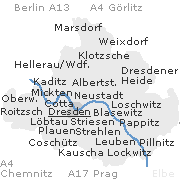 Lage einiger Stadtteile von Dresden