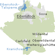 Lage einiger Orte im Stadtgebiet von Eibenstock