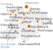 Erzgebirgskreis mit Annaberg, Aue, Schwarzenberg, Stollberg und Marienberg in Sachsen