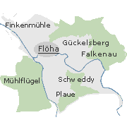 Lage einiger Orte im Stadtgebiet von Flöha