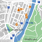 Grimma - Stadtplan der Sehenswürdigkeiten im historischen Stadtkern