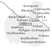 Lage einiger Ortsteile von Grimma an der Mulde